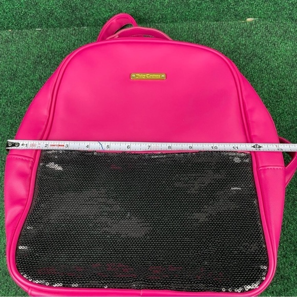 Juicy Couture Fuchsia Pink & Black Sequins Nylon Faux Leather Backpack main image 3